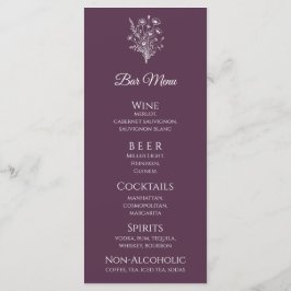 Hochzeitsessen und Bar Menu-Wildblume Elegante Menükarte