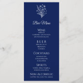 Hochzeitsessen und Bar Menu-Wildblume Elegante Menükarte (Rückseite)
