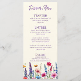 Hochzeitsessen und Bar Menu-Wildblume Menükarte