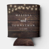 Hochzeitsessen und Party, rustikale Saitenlichter  Dosenkühler (Rückseite)