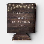 Hochzeitsessen und Party, rustikale Saitenlichter  Dosenkühler (Vorderseite)