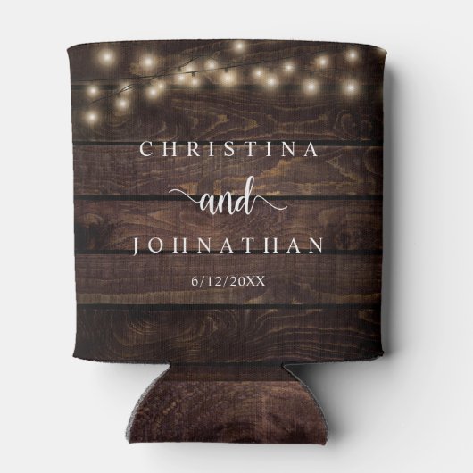 Hochzeitsessen und Party, rustikale Saitenlichter Dosenkühler (Rückseite)