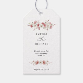 Hochzeitsetikett mit rosa Wildblumen Geschenkanhänger