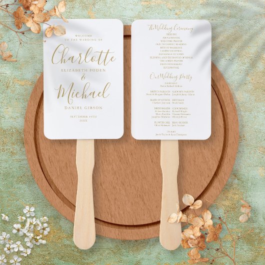 Hochzeitsfächer mit Gold-Signatur-Schriftzug Fächer