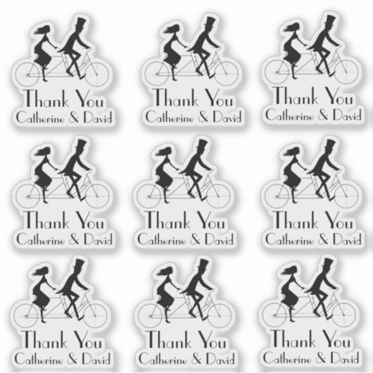 Hochzeitsfahrrad Danke Set Aufkleber (Vorderseite)