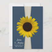 Hochzeitsfahrt mit Blauer Sonnenblume und Burlap Einladung (Vorderseite)