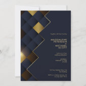 Hochzeitsfahrt mit Blue & Gold Geometric Einladung (Vorderseite)