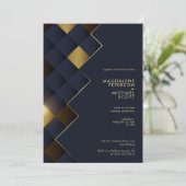 Hochzeitsfahrt mit Blue & Gold Geometric Einladung (Stehend Vorderseite)