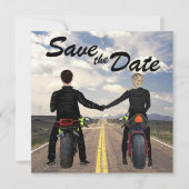 Hochzeitsfahrt mit Motorrädern Save The Date (Vorderseite)