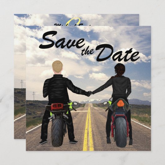 Hochzeitsfahrt mit Motorrädern Save The Date (Vorne/Hinten)