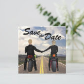 Hochzeitsfahrt mit Motorrädern Save The Date (Stehend Vorderseite)