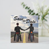 Hochzeitsfahrt mit Motorrädern Save The Date (Stehend Vorderseite)