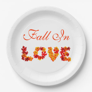 Hochzeitsfall in Liebe farbenfrohe Blätter Herbst Pappteller
