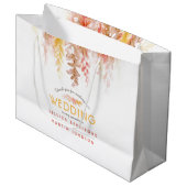 Hochzeitsfall Reben braun rot gelb danke Große Geschenktüte (Vorderseite Schrägansicht)