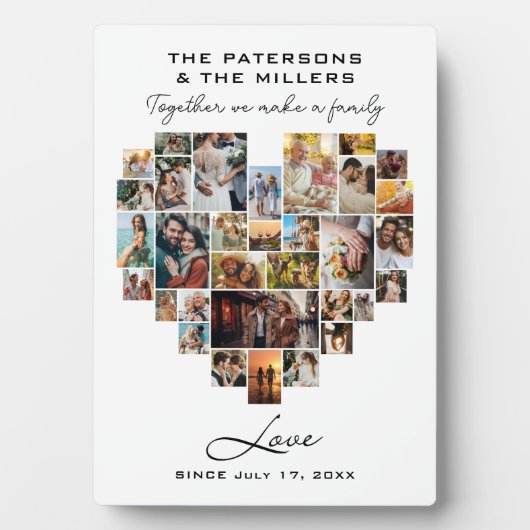 Hochzeitsfamilienjubiläum Herzfoto Collage Fotoplatte (Vorderseite)