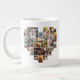 Hochzeitsfamilienjubiläum Herzfoto Collage Jumbo-Tasse