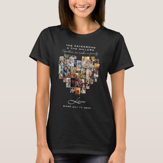 Hochzeitsfamilienjubiläum Herzfoto Collage T-Shirt (Vorderseite)