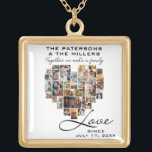 Hochzeitsfamilienjubiläum Herzfoto Collage Vergoldete Kette<br><div class="desc">Eine Kombination aus zeitloser Eleganz moderner Schrift mit der Wärme einer herzförmigen Collage aus Foto,  die eine atemberaubende Hommage an Ihre besondere Bindung schafft. Es ist perfekt für Sie oder einem Lieben auf einem besondere Anlass zu schenken. Erfassen Sie das Wesen Ihrer Beziehung und schätzen Sie Ihre gemeinsamen Momente</div>