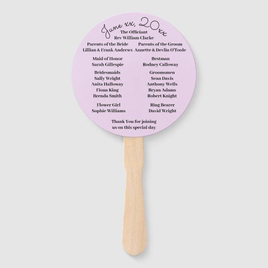 Hochzeitsfans Fächer (Rückseite)