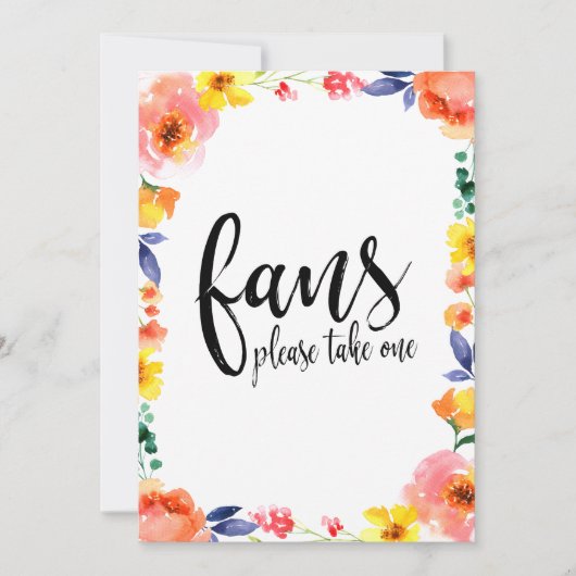 Hochzeitsfans Kalligraphie erschwingliches Blumenz (Vorderseite)