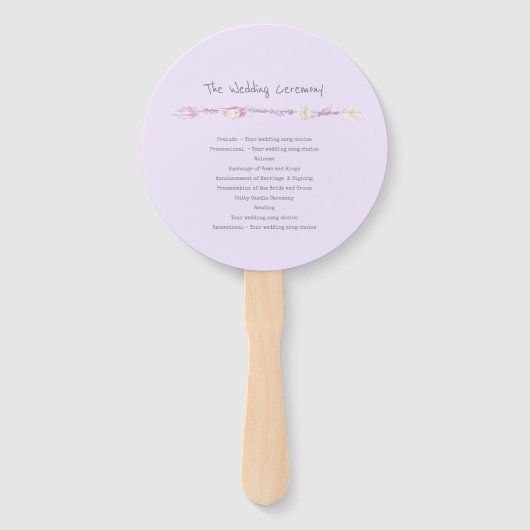 Hochzeitsfans mit lila Boho-Feather-Kunstfans Fächer (Rückseite)