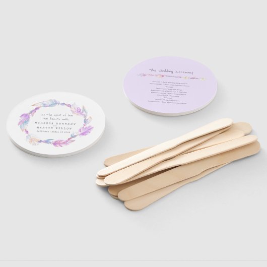 Hochzeitsfans mit lila Boho-Feather-Kunstfans Fächer (Non-assembled)