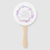 Hochzeitsfans mit lila Boho-Feather-Kunstfans Fächer (Vorderseite)