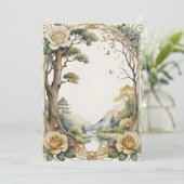 Hochzeitsfantasy-Blume und Baum Einladung (Stehend Vorderseite)