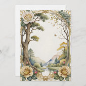 Hochzeitsfantasy-Blume und Baum Einladung (Vorne/Hinten)