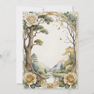 Hochzeitsfantasy-Blume und Baum Einladung