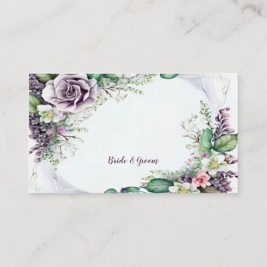 Hochzeitsfarbe Lila Blumenblätter Begleitkarte (Rückseite)