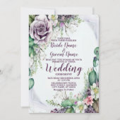 Hochzeitsfarbe Lila Blumenblätter Einladung (Vorderseite)