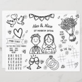 Hochzeitsfarben-Tischset-Farbseite für Kinder (Vorne/Hinten)