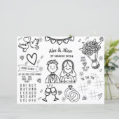 Hochzeitsfarben-Tischset-Farbseite für Kinder (Stehend Vorderseite)