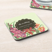 Hochzeitsfarbenfrohe Blütenfarbe Blütenfarbe Getränkeuntersetzer (Linke Seite)