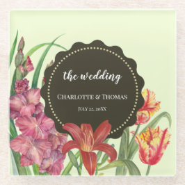 Hochzeitsfarbenfrohe Blütenfarbe Blütenfarbe Glasuntersetzer