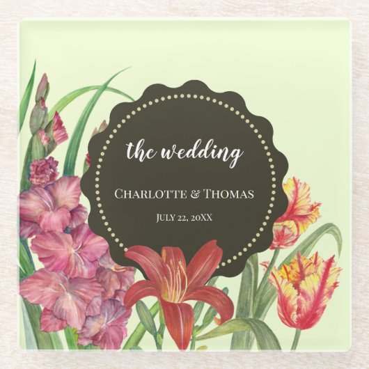 Hochzeitsfarbenfrohe Blütenfarbe Blütenfarbe Glasuntersetzer (Vorderseite)