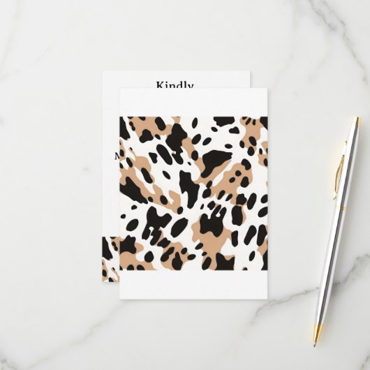 Hochzeitsfarm Cowhide Print RSVP Karte (Vorderseite/Rückseite Beispiel)