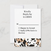 Hochzeitsfarm Cowhide Print RSVP Karte (Rückseite)