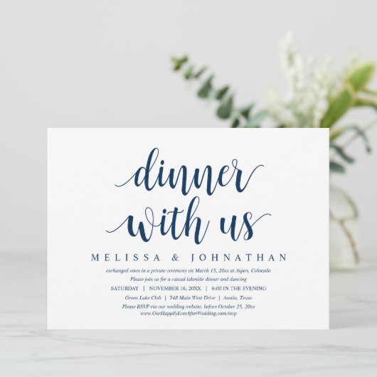 Hochzeitsfeier, Abendessen mit frisch gepressten E Einladung (Stehend Vorderseite)