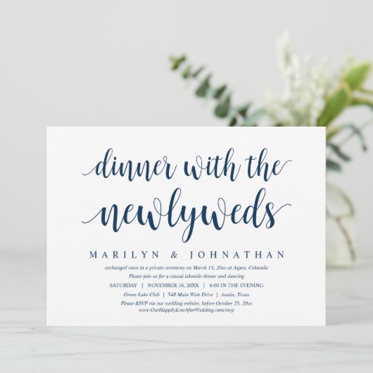 Hochzeitsfeier, Abendessen mit frisch gepressten E Einladung (Stehend Vorderseite)