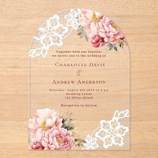 Hochzeitsfeier Acryleinladungen (Vorderseite)