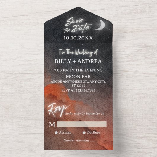 Hochzeitsfeier All In One Einladung (Innen Boden)