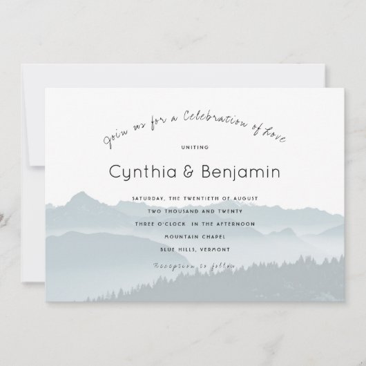 Hochzeitsfeier am Bergrücken Einladung (Vorderseite)