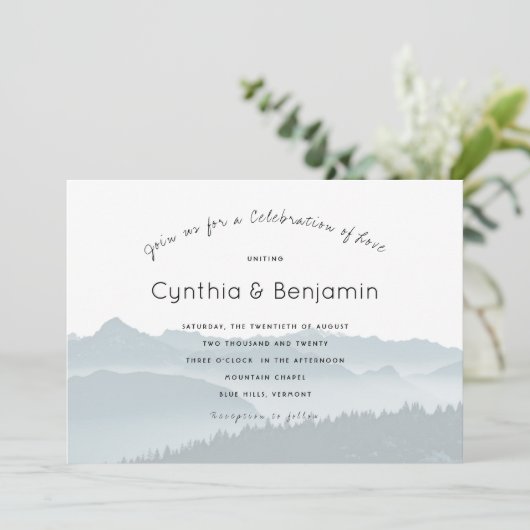 Hochzeitsfeier am Bergrücken Einladung (Stehend Vorderseite)