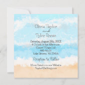 Hochzeitsfeier am blauen Ozean Elegante Einladung (Rückseite)