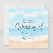 Hochzeitsfeier am blauen Ozean Elegante Einladung (Vorderseite)