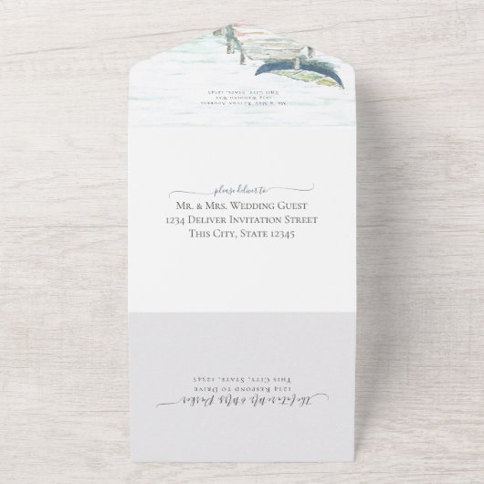 Hochzeitsfeier am Blue Canoe All In One Einladung (Außenbereich)