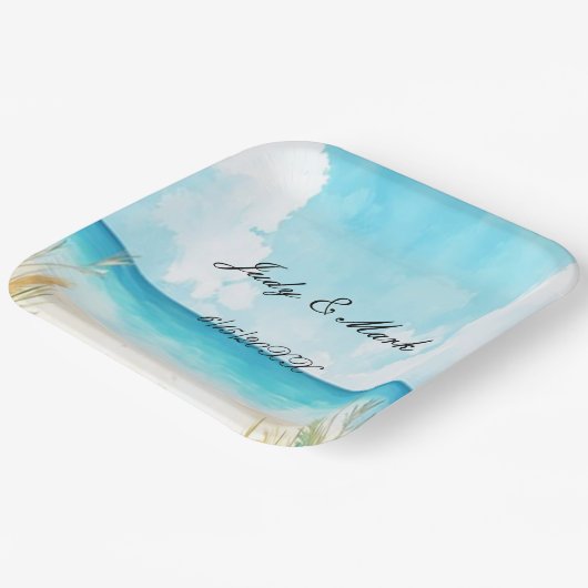 Hochzeitsfeier am Blue Ocean Pappteller (Gewinkelt)