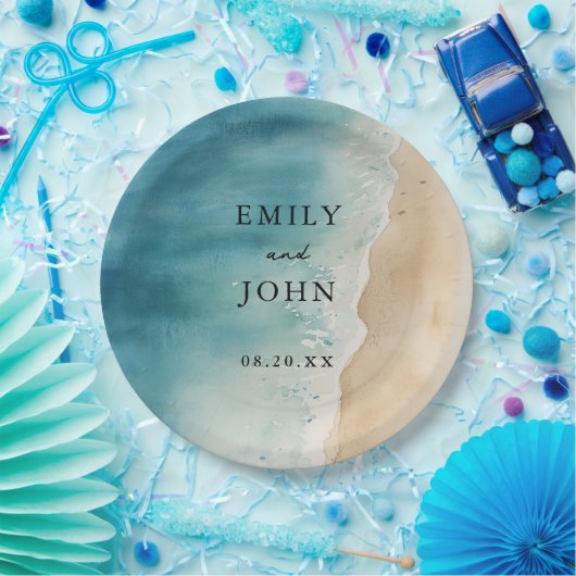 Hochzeitsfeier am Blue Ocean Sand Beach Pappteller (Party)